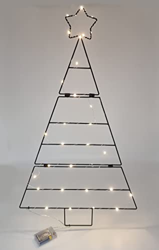 Metall Weihnachtsbaum zum aufhängen 83 cm - beleuchtet mit 30 LED - Wand Dekoration zum Hängen für Zierschmuck - Deko Tannen Baum Hängebaum Hängedeko Wand Behang Weihnachten Advent von Spetebo