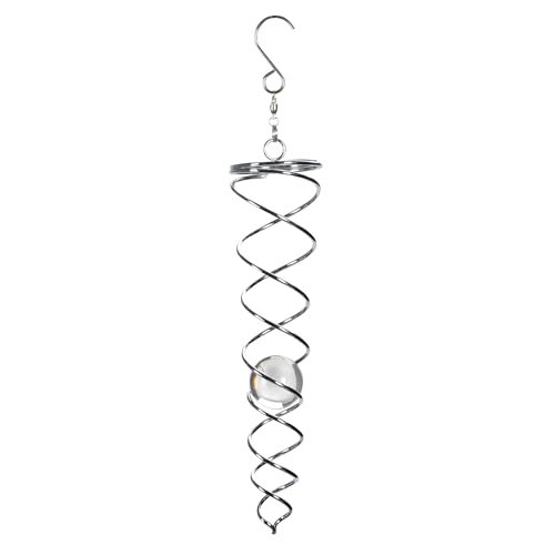 Metall Windspirale Twister Silber - 20 cm - Deko Windspiel mit Glas Kugel - Sonnenfänger Lichtspiel für Garten Balkon Fenster von Spetebo