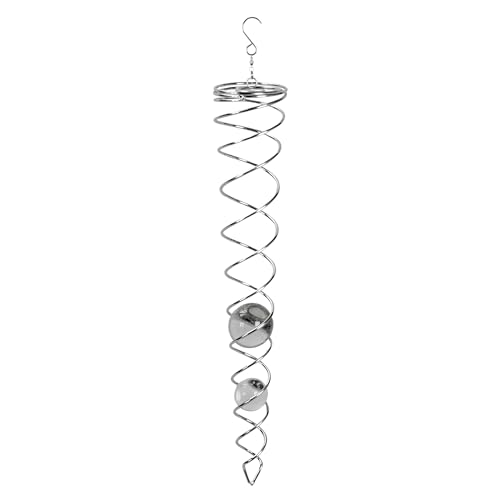 Metall Windspirale Twister Silber - 43 cm - Deko Windspiel mit Glas Kugel - Sonnenfänger Lichtspiel für Garten Balkon Fenster von Spetebo