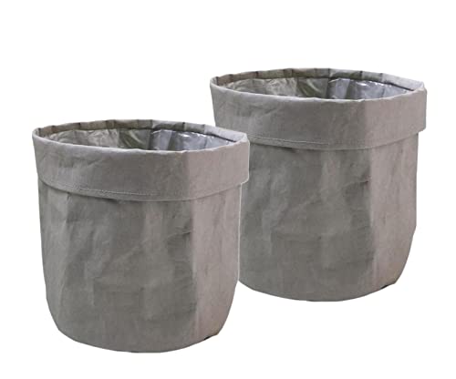 Spetebo Papier Blumentopf 32 x 30 cm - Taupe / 2er Set - Kraftpapier Übertopf - Deko Blumen Pflanzen Tasche Beutel Tüte Topf faltbar von Spetebo