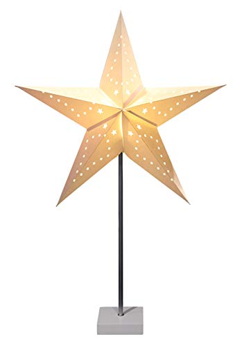 Spetebo Papierstern Leuchte auf Fuß 60x45 cm - Weihnachtsstern Tischlampe Deko Stern beleuchtet Tischleuchte, aus Metall, Weiß von Spetebo