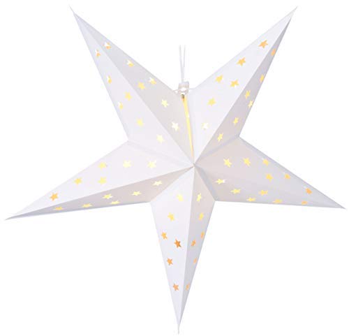 Papierstern weiß 60 cm - 10 LED/Timer - Weihnachtsstern zum hängen Leuchtstern Papierstern weiß 60 cm - 10 LED/Timer - Weihnachtsstern zum hängen Leuchtstern von Spetebo
