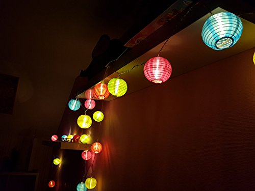 Party Lichterkette mit 20 LED Lampions in bunt - Innen & Außen - 20 LED in warmweiß - Lieferung inkl. Netzteil von Spetebo