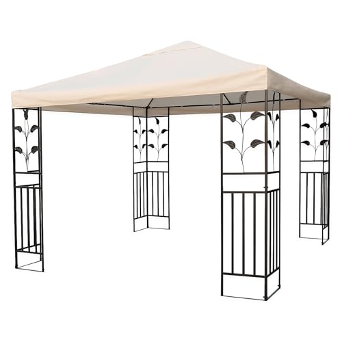Pavillon Ersatzdach wasserdicht mit PVC Beschichtung 3 x 3 Meter - beige - Universal Pavillondach - Garten Party Pavillon Dach Sonnenschutz von Spetebo