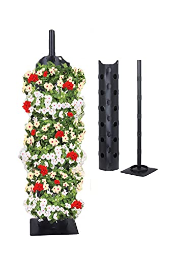 Spetebo Pflanzenturm für bis zu 30 Pflanzen in schwarz - Höhe ca. 85 cm - Outdoor Pflanzturm Blumenturm Pflanzsäule von Spetebo