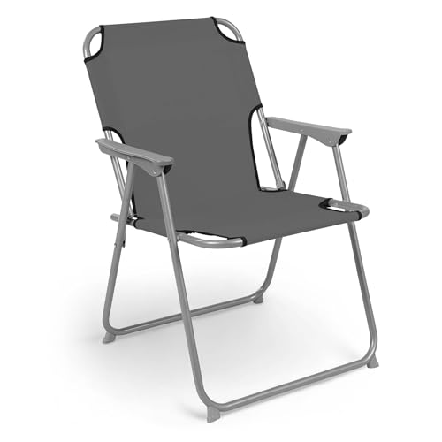 Spetebo Piccolo Campingstuhl - grau - klassischer Gartenstuhl zum Zusammenklappen - Camping Garten Angel Stand Falt Klapp Stuhl … von Spetebo