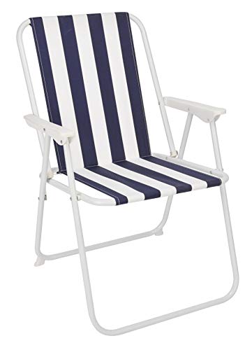Spetebo Piccolo Klappstuhl in blau weiß - praktisch und bequem - Ideal für unterwegs! von Spetebo