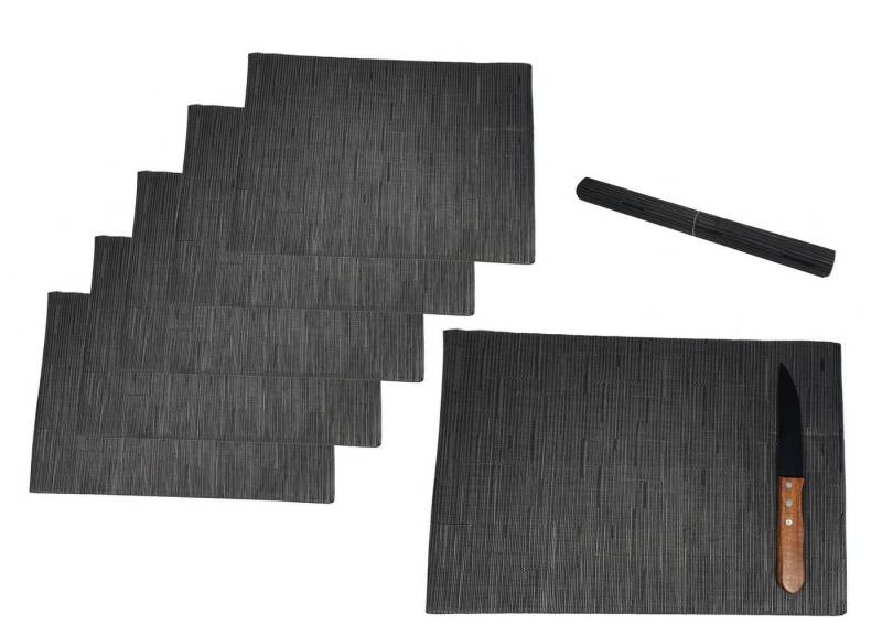 Spetebo Platzset Platzdecken Polyester - 30x45 cm - 6er Set, (Set, 6-St., Tischmatten), anthrazit von Spetebo
