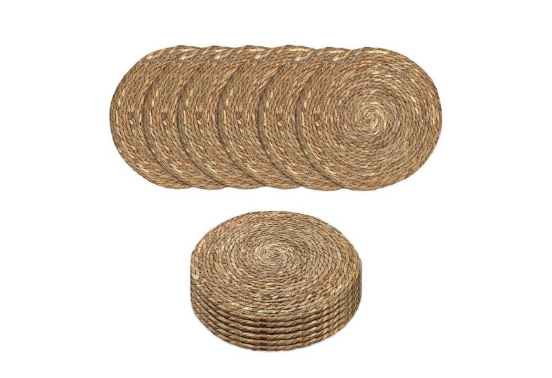 Spetebo Platzset Platzdecken aus Seegras oder Wasserhyazinthe 38 cm, (Set, 12-St., Tischmatten aus Naturfaser), Tischuntersetzer rund für den Esstisch von Spetebo