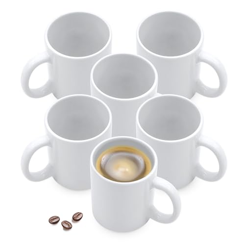 Porzellan Kaffeebecher mit Henkel weiß für 310 ml - 6er Set - Tasse für Kaffee Tee Kakao zum Bemalen - Blanko Kaffetasse zum selbst Personalisieren und Basteln von Spetebo