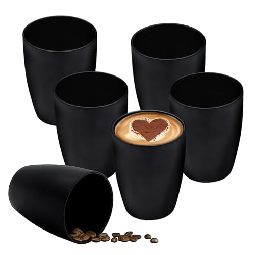 Porzellan Kaffeebecher ohne Henkel schwarz matt - 6er Set - Kaffee und Tee Tasse für 350 ml - Teebecher Kaffeetasse Trink Becher Tasse Porzellan Kaffeebecher ohne Henkel schwarz matt - 6er Set - Kaffee und Tee Tasse für 350 ml - Teebecher Kaffeetasse Trink Becher Tasse von Spetebo