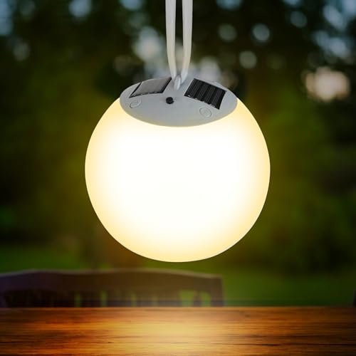 Premium Solar LED Hängeleuchte - 20 cm - Kugelleuchte zum Hängen mit 4 LED in warm weiß - Garten Balkon Terrasse Deko Kugel Lampe Beleuchtung von Spetebo