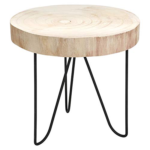 Spetebo Rustikaler Massivholz Beistelltisch - Holz Tisch aus Baumscheibe - Sofatisch Couchtisch Natur von Spetebo