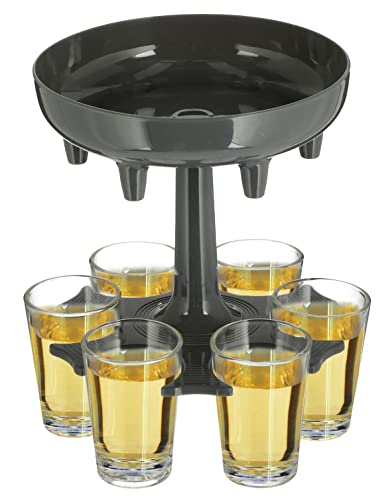 Schnapsglasspender inklusive 6 Gläser - 13 x 12 cm - Shot Dispenser mit Schnapsgläsern - Schuss Schluck Spender Likör Grappa Schnaps Verteiler mit Glas Halter tragbar von Spetebo