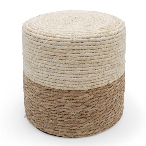 Seegras Sitzhocker Vintage Natur - 30 cm - Naturfaser Boho Sitzpouf - Jute Fußhocker Pouf als Hocker Fußablage Tritthocker Sitzkissen Fußkissen Sitzgelegenheit von Spetebo