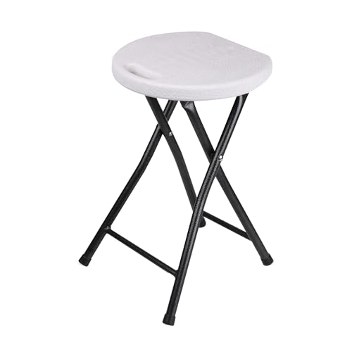 Sitzhocker klappbar mit Metall Gestell Belastbarkeit 100 kg - 45 x 30 cm - Metall Klappstuhl mit Kunststoff Sitzfläche - Küchenhocker Campinghocker Hocker für Handarbeit faltbar ohne Rückenlehne von Spetebo