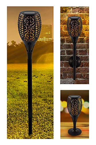 Solar Gartenfackel mit realistischer Flamme 78cm - Dank mitgelieferter Adapter auch nutzbar als Wandlampe oder Tischlampe - Gehwegleuchte Solarlampe Fackel von Spetebo