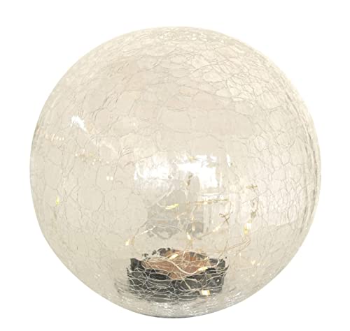 Spetebo Solar Kugelleuchte aus Crackle Glas - 15 cm - Glaskugel mit 10 LED in warm weiß - Deko Bruchglas Kugel Lampe Garten Balkon Terrasse Beleuchtung mit Erdspieß von Spetebo