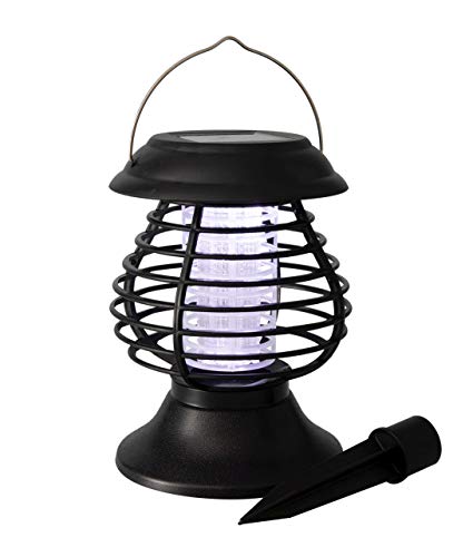Solar LED Insektenlampe und 3 Einsatzmöglichkeiten - zum hängen, Stellen oder mit Erdspieß - Insektenvernichter Laterne mit UV-A Licht Camping Leuchte von Spetebo
