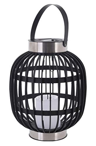 Spetebo Solar Laterne zum hängen 30cm - Garten Rattan Deko Leuchte mit LED Kerze schwarz von Spetebo