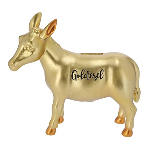 Spetebo Spardose Goldesel - 21 x 18 cm - Sparbüchse Goldener Esel - Spar Dose Büchse Geld Geschenk Geburtstag Hochzeit von Spetebo