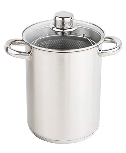 Spetebo Spargeltopf aus Edelstahl Ø 16 cm/Höhe 21 cm - Topf mit herausnehmbarem Korb Einsatz - auch geeignet als Nudeltopf, Spaghettitopf, Gemüsetopf, Pastatopf uvm. von Spetebo