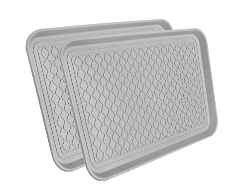 Spetebo 2X Schuhablage grau - 60x40cm - Abtropfschale Schuhmatte Schuhwanne Schuhtablett von Spetebo