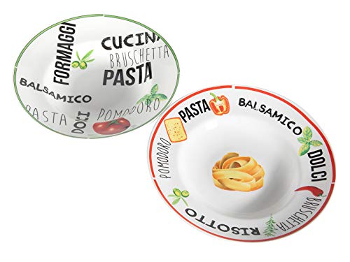 Spetebo 2er Set Pasta Teller - 26,5 cm - Pastateller Speiseteller Porzellan Geschirr Tellerset von Spetebo