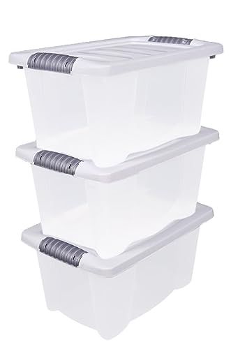 Kunststoff Stapelbox mit Deckel 30 x 20 cm - 3er Set/jeweils 7 Liter - Aufbewahrungsbox mit Griff - Spielzeugkiste Lagerbox Multibox Allzweckbox Storage Box Universal Kiste von Spetebo