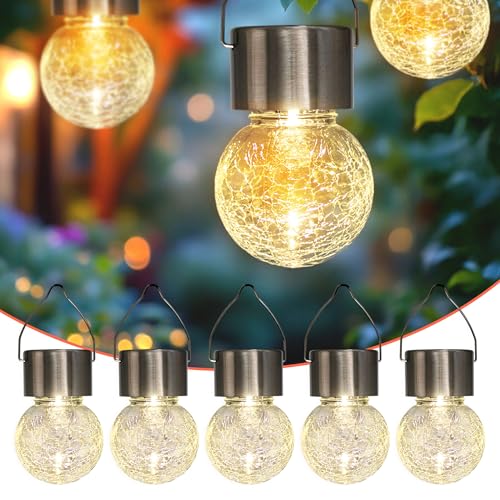 Spetebo 5x LED Solar Hängeleuchte - Garten Deko Solarleuchte Gartenleuchte Hängelampe von Spetebo