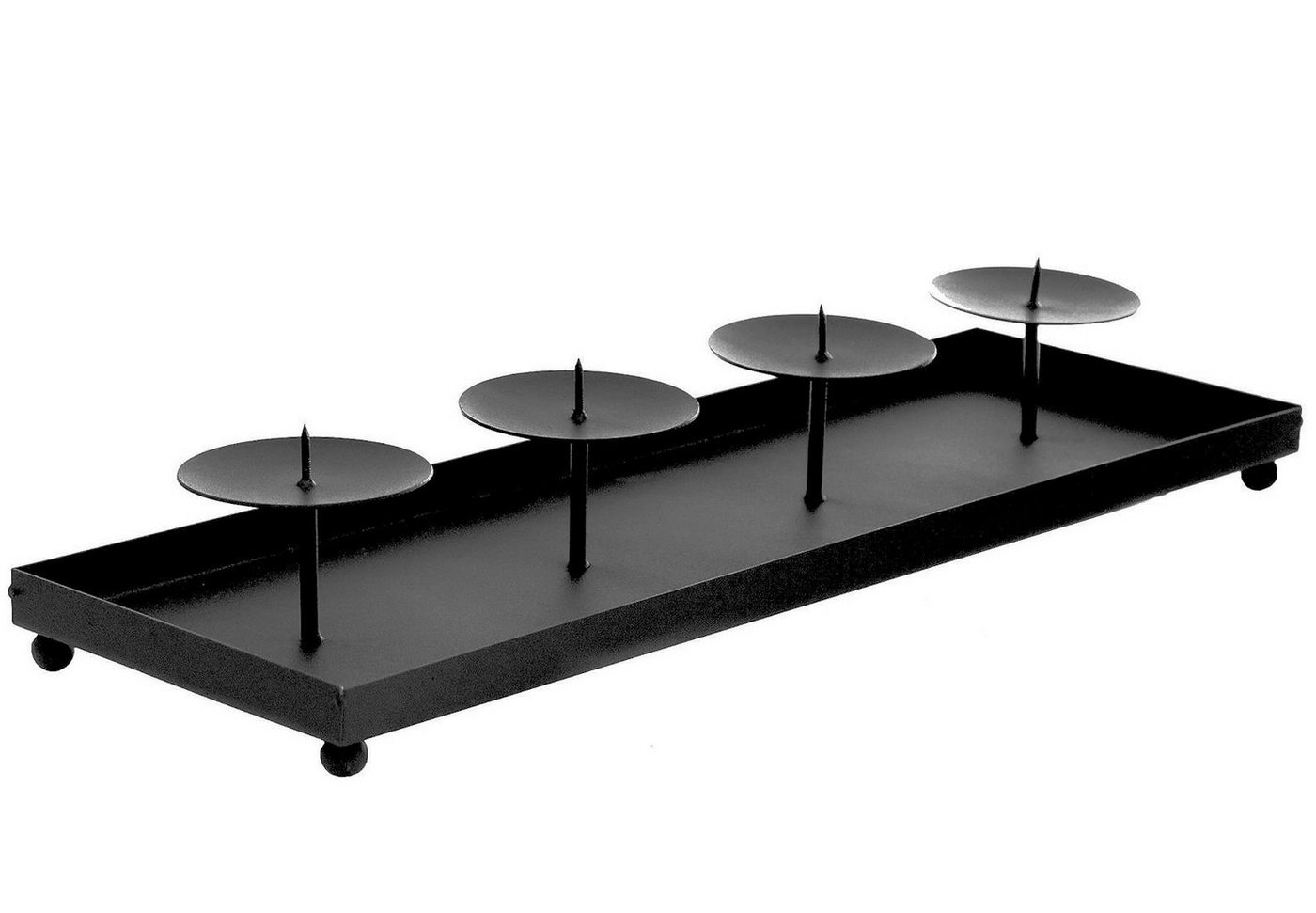 Spetebo Adventskranz 4er Metall Kerzenhalter in schwarz - 40 cm, mit Tablett mit Kerzenpick für Stumpenkerzen Kugelkerzen von Spetebo