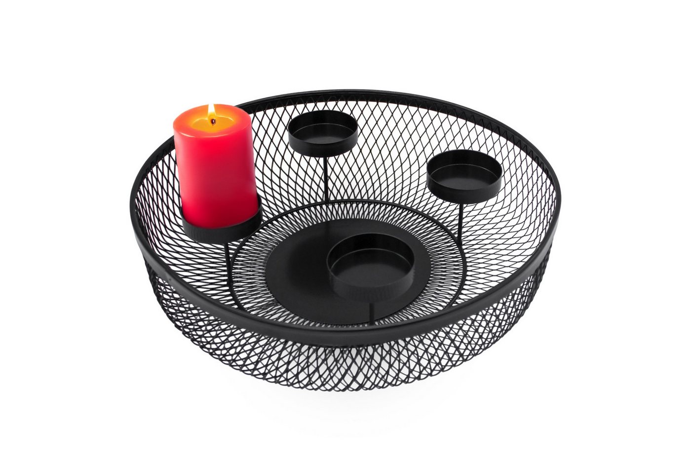 Spetebo Adventskranz Metall Gitter schwarz - 34 cm - Kerzenständer Kranz, mit integriertem Korb Spetebo Adventskranz Metall Gitter schwarz - 34 cm - Kerzenständer Kranz, mit integriertem Korb von Spetebo