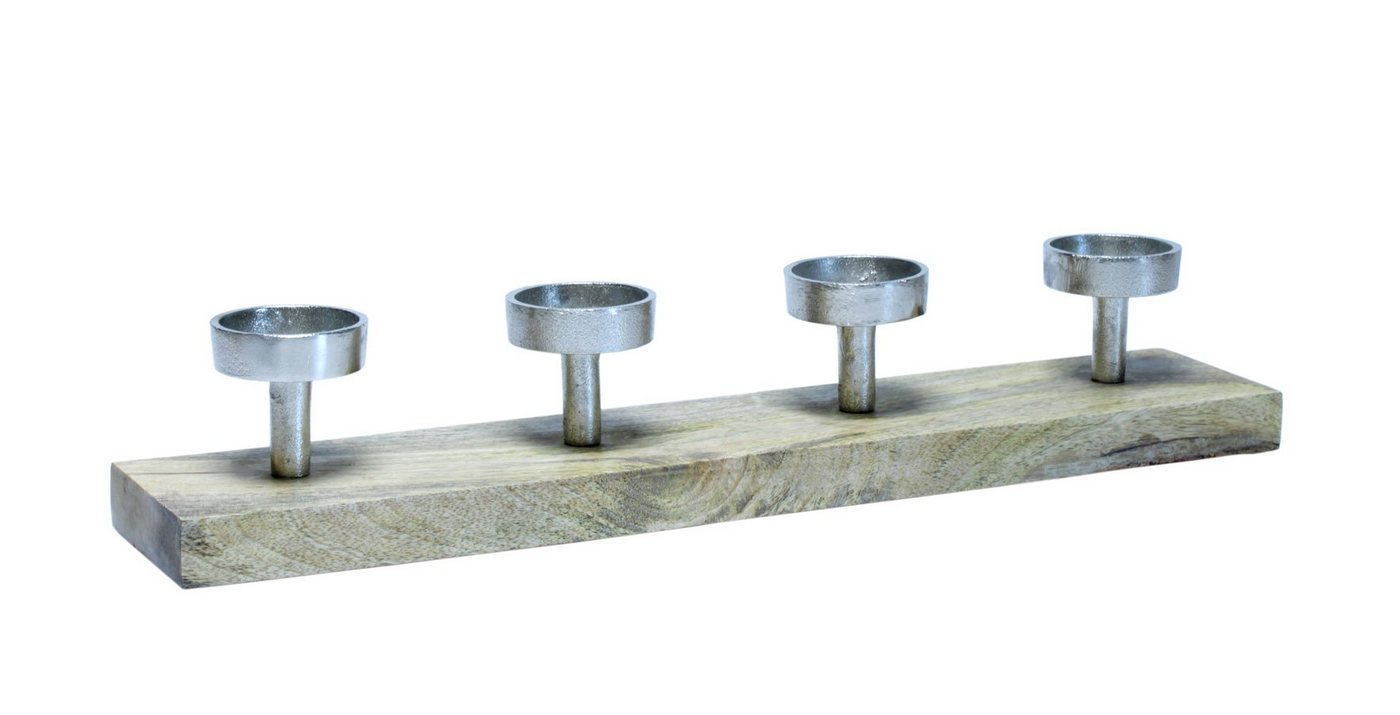 Spetebo Adventsleuchter Mango Advents Kerzenhalter - 50 x 10 cm, Holz Kerzenständer mit Alu Haltern Spetebo Adventsleuchter Mango Advents Kerzenhalter - 50 x 10 cm, Holz Kerzenständer mit Alu Haltern von Spetebo