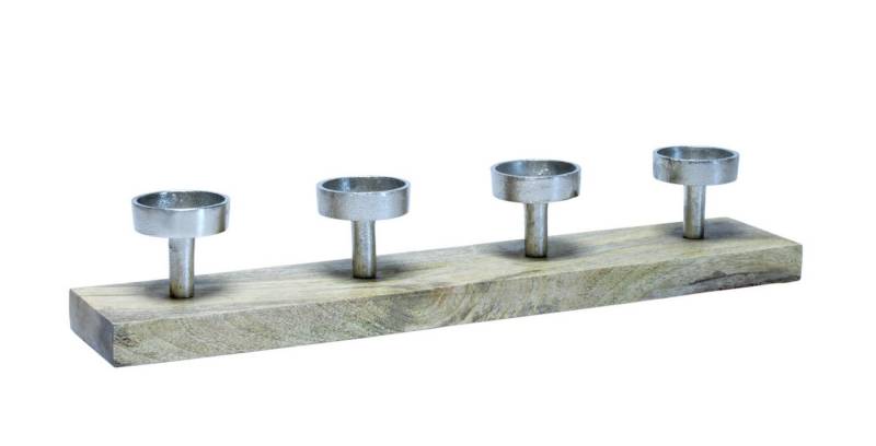Spetebo Adventsleuchter Mango Advents Kerzenhalter - 50 x 10 cm, Holz Kerzenständer mit Alu Haltern von Spetebo