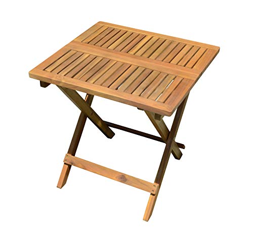 Spetebo Akazie Gartentisch - 50x50 cm - Klapptisch im Teak Look - Bistrotisch Biergarten Tisch Holztisch klappbar von Spetebo