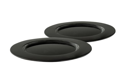 Spetebo Aluminium Dekotablett 33 cm schwarz - 2er Set - Kerzenteller Deko Schale Servier Teller Geschenk Tablett von Spetebo