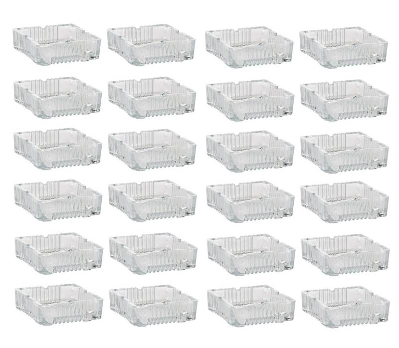 Spetebo Aschenbecher Glas Aschenbecher 10 cm - ECKIG / 24 Stück, Klassischer Tisch Ascher aus Klarglas von Spetebo