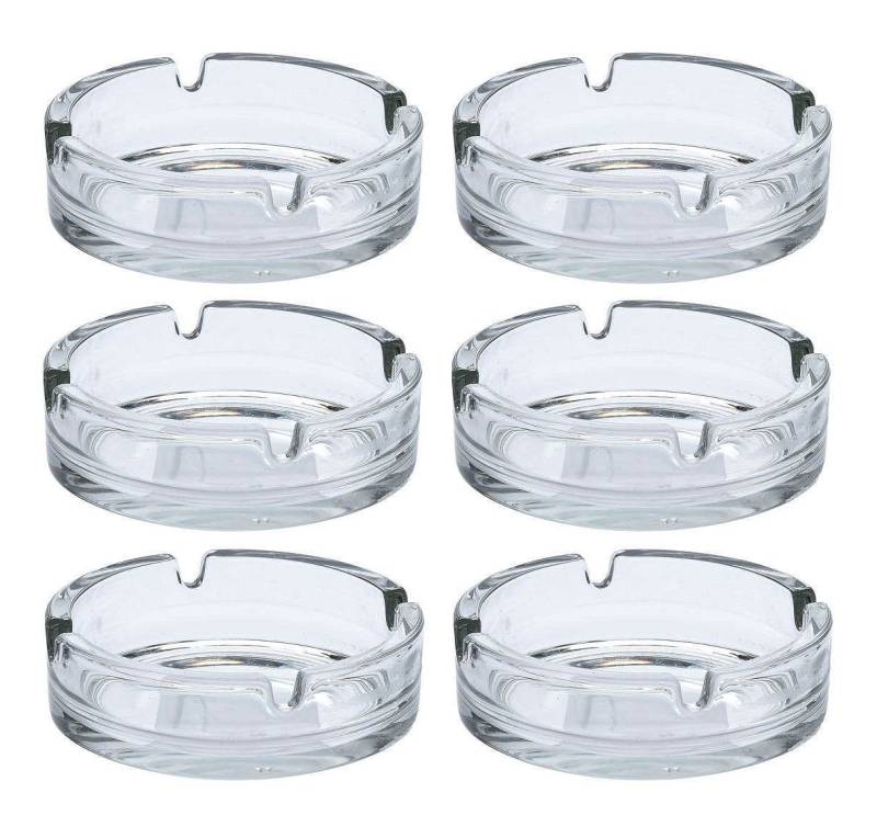 Spetebo Aschenbecher Glas Aschenbecher rund ca. 10cm - 6 Stück, Klassischer Tisch Ascher aus Klarglas von Spetebo