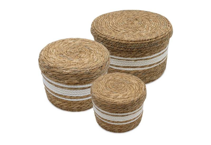 Spetebo Aufbewahrungsbox Seegras Korb natur 3er Set - 30 / 25 / 21 cm - Boho (Set, 3 St., 1), 3 verschiedenen Größen in einem Set von Spetebo