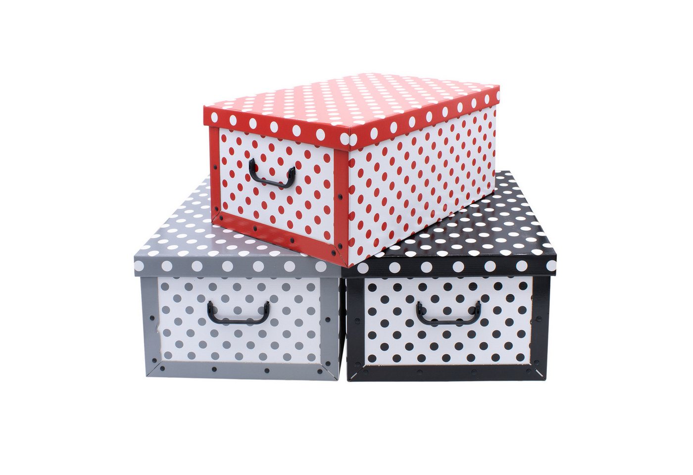 Spetebo Aufbewahrungsbox Storage Box 49x39x24 - 3er Set - Gepunktet (Set, 3 St., Aufbewaherungsboxen), Stapelbox Geschenkbox von Spetebo