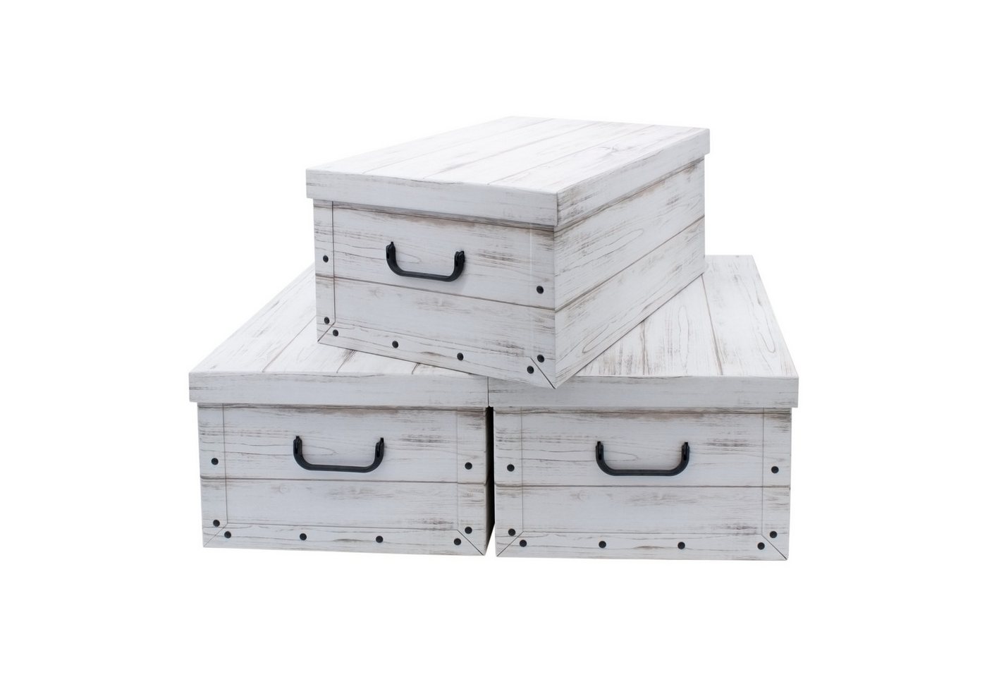 Spetebo Aufbewahrungsbox Storage Box 49x39x24 - 3er Set - Holzoptik weiß (Set, 3 St., Aufbewahrungsboxen), Stapelbox Geschenkbox von Spetebo