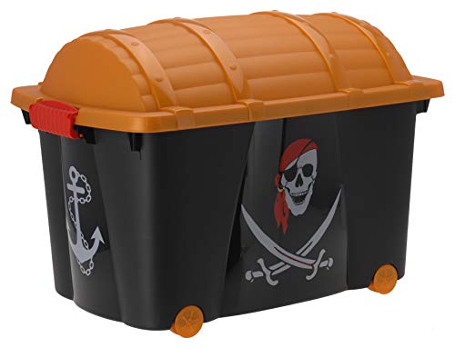 Spetebo Aufbewahrungsbox für Jungen mit 57 Liter Volumen - Piratenbox - Spielzeugtruhe Pirat Spielzeugbox Kinderzimmer Aufbewahrungsbox von Spetebo