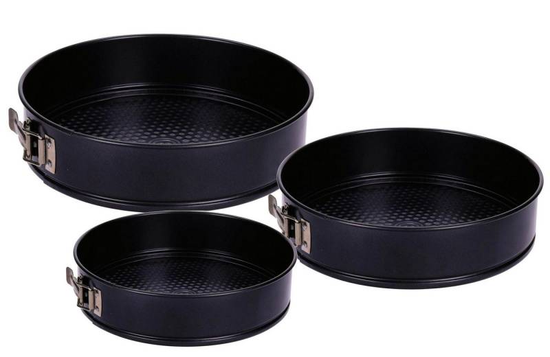 Spetebo Backform Back Springform rund schwarz 3er Set 28-26-24 cm, (Set 3-tlg), Kuchen Backformen mit Antihaft-Beschichtung von Spetebo