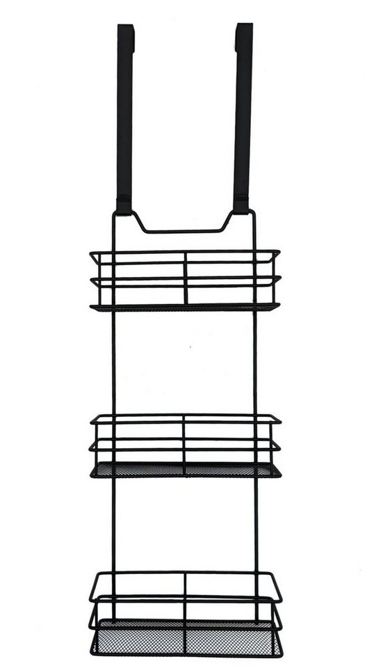 Spetebo Badregal Metall Türregal schwarz mit 3 Ablagen - 79 x 23 cm, Packung 1-tlg., Badezimmer Küchen Regal Organizer zum Hängen von Spetebo