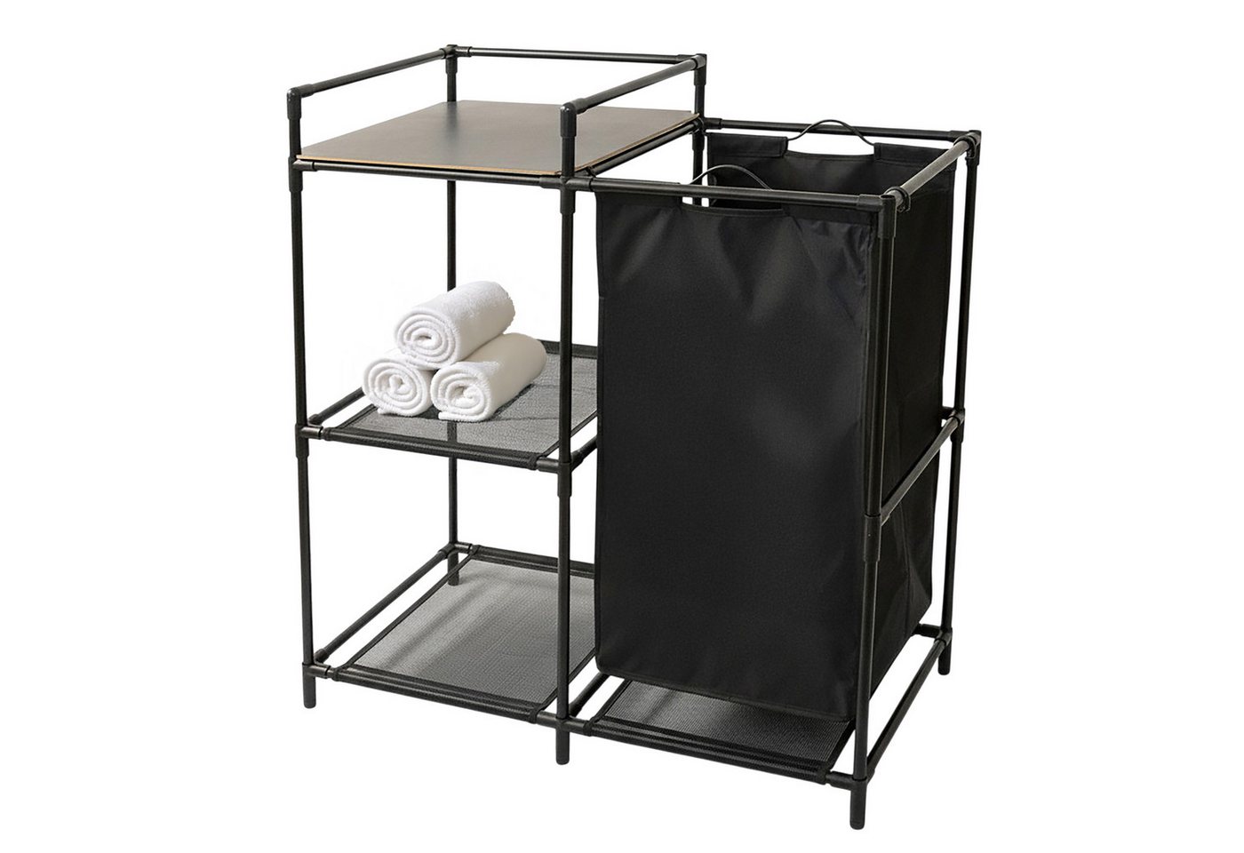 Spetebo Badregal Standregal schwarz mit integriertem Wäschekorb - 69 x 77 cm, Stück 1-tlg., maximale Gesamtbelastung des Regals ca. 12 kg Spetebo Badregal Standregal schwarz mit integriertem Wäschekorb - 69 x 77 cm, Stück 1-tlg., maximale Gesamtbelastung des Regals ca. 12 kg von Spetebo