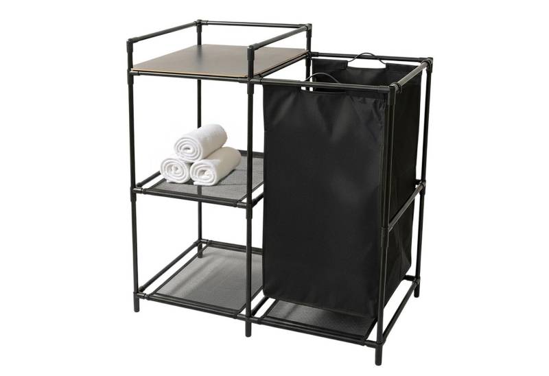 Spetebo Badregal Standregal schwarz mit integriertem Wäschekorb - 69 x 77 cm, Stück 1-tlg., maximale Gesamtbelastung des Regals ca. 12 kg Spetebo Badregal Standregal schwarz mit integriertem Wäschekorb - 69 x 77 cm, Stück 1-tlg., maximale Gesamtbelastung des Regals ca. 12 kg von Spetebo