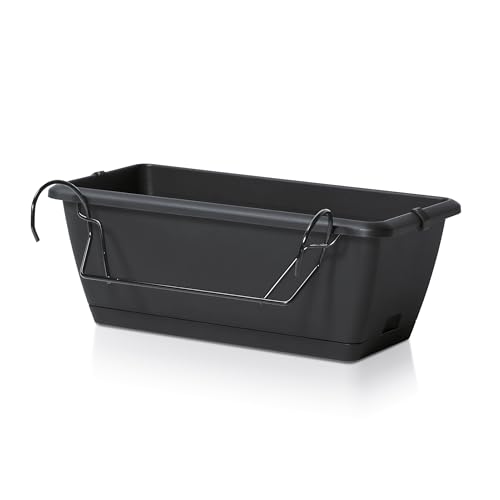 Spetebo Balkon Blumenkasten mit Halterung und Bewässerungssystem - 1 Stück in 40 cm - Kunststoff Geländer Pflanztopf in anthrazit - Blumentopf Pflanzkasten zum Einhängen mit Wasserablauf Spetebo Balkon Blumenkasten mit Halterung und Bewässerungssystem - 1 Stück in 40 cm - Kunststoff Geländer Pflanztopf in anthrazit - Blumentopf Pflanzkasten zum Einhängen mit Wasserablauf von Spetebo