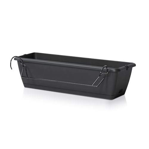 Spetebo Balkon Blumenkasten mit Halterung und Bewässerungssystem - 1 Stück in 60 cm - Kunststoff Geländer Pflanztopf in anthrazit - Blumentopf Pflanzkasten zum Einhängen mit Wasserablauf Spetebo Balkon Blumenkasten mit Halterung und Bewässerungssystem - 1 Stück in 60 cm - Kunststoff Geländer Pflanztopf in anthrazit - Blumentopf Pflanzkasten zum Einhängen mit Wasserablauf von Spetebo