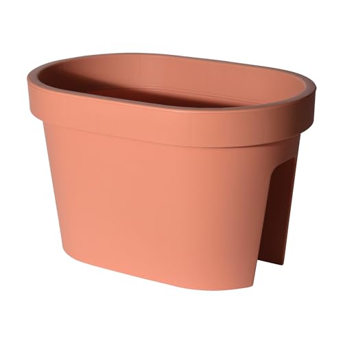 Spetebo Balkon Geländer Blumentopf in Terracotta - 40x26 cm - Pflanztopf Blumenkübel Geländertopf oval von Spetebo