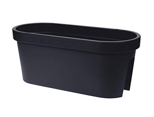 Spetebo Balkon Geländer Blumentopf in anthrazit - 60 x 28 cm - Pflanztopf Blumenkübel Geländertopf oval von Spetebo